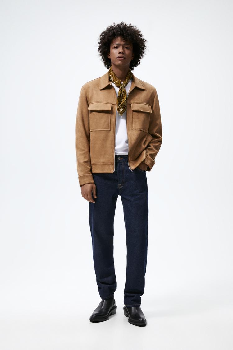 FAUX SUEDE JACKET Dark tan ZARA United States